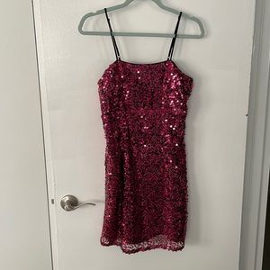 Leith sequin dress sleeveless NWT hot pink raspberry size Medium